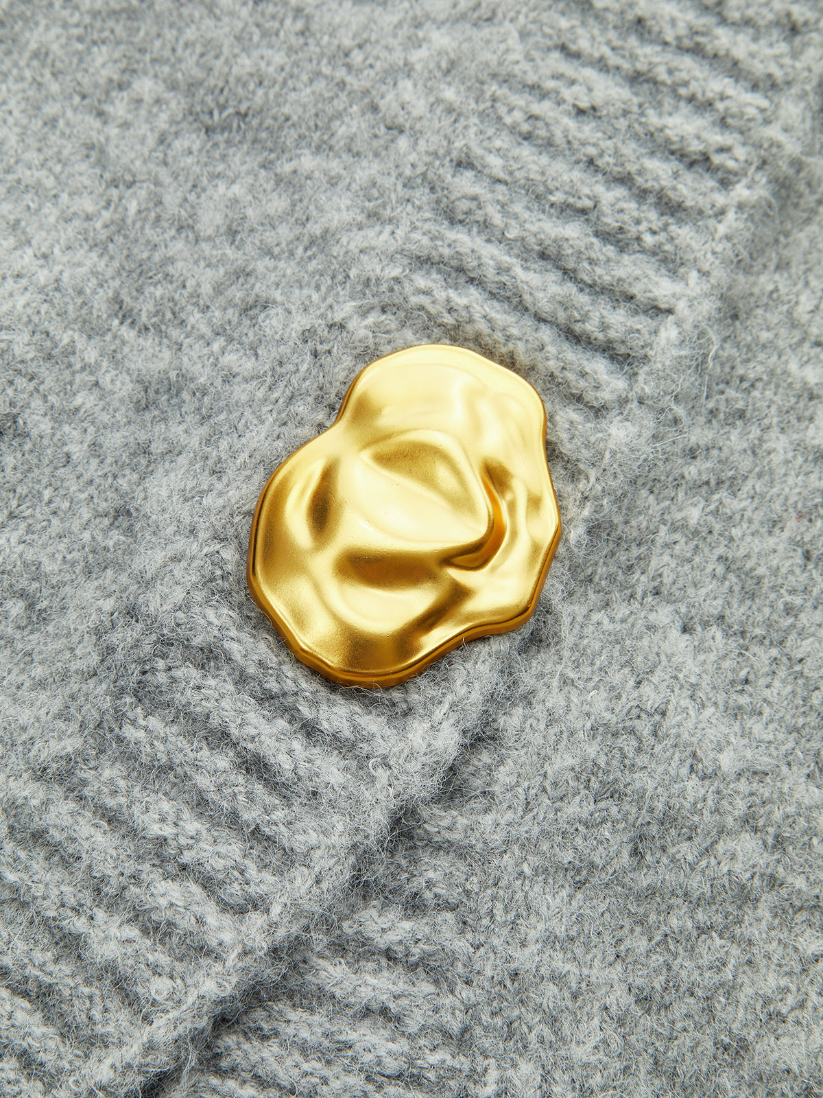 Metal Button Wool Blend Cardigan