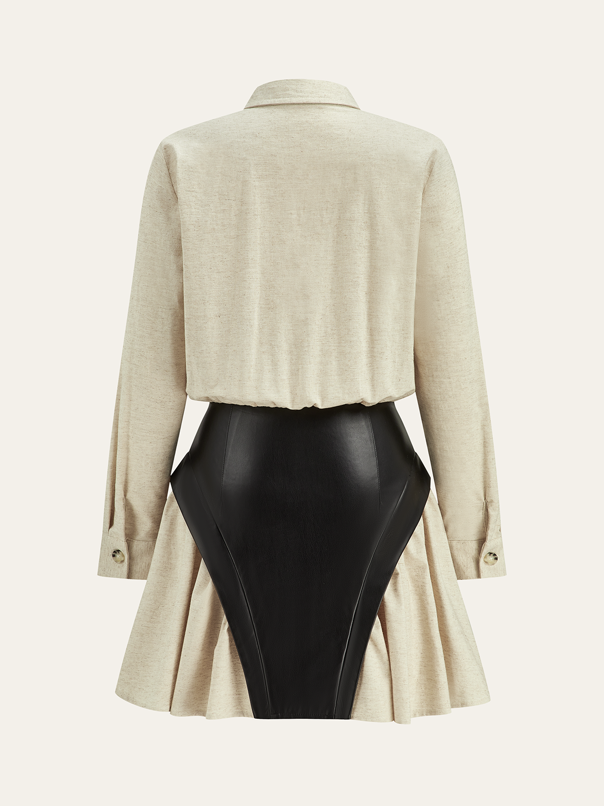 Robe chemise à empiècements en similicuir