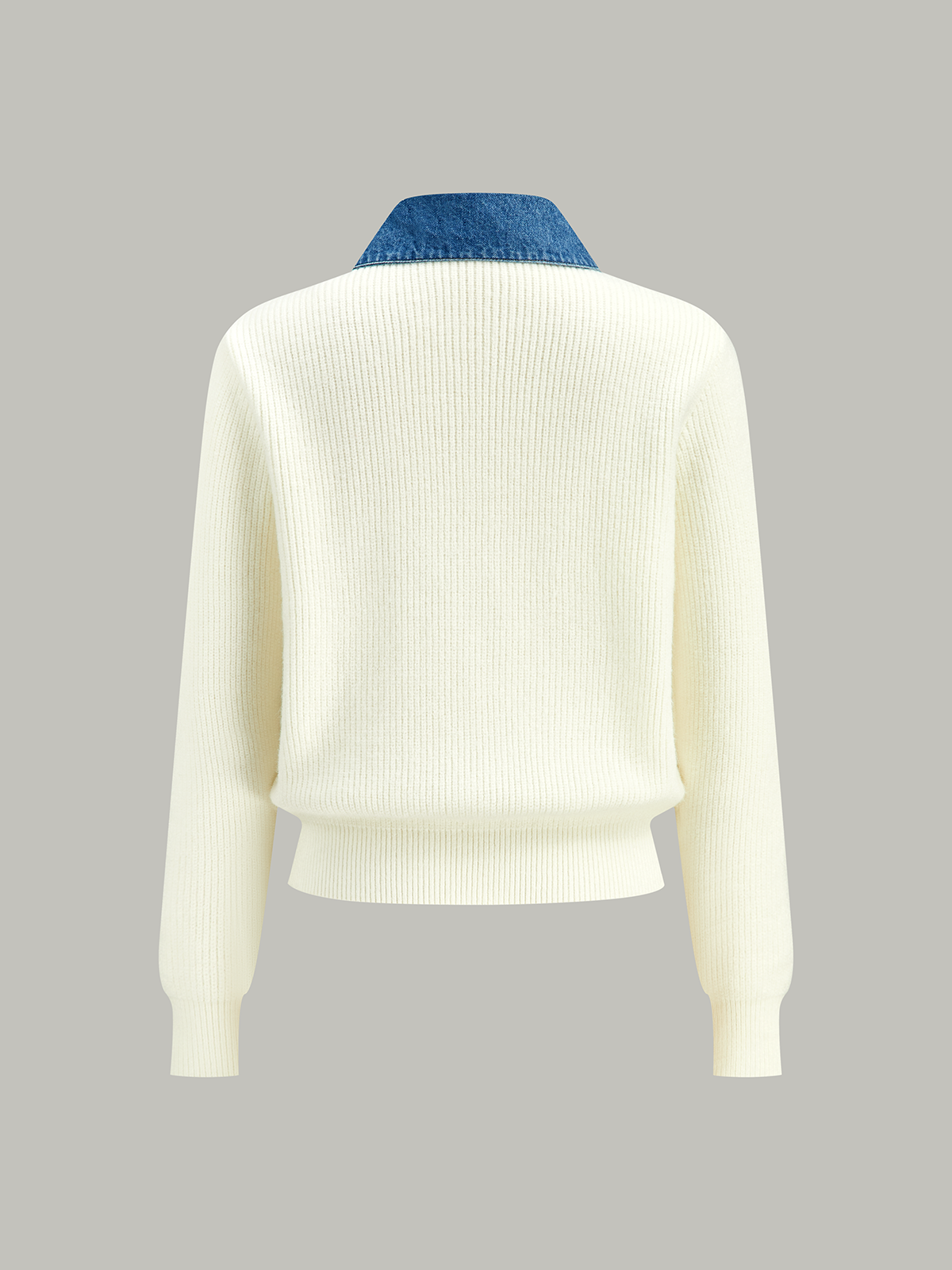 Denim Trim Button Knit Cardigan