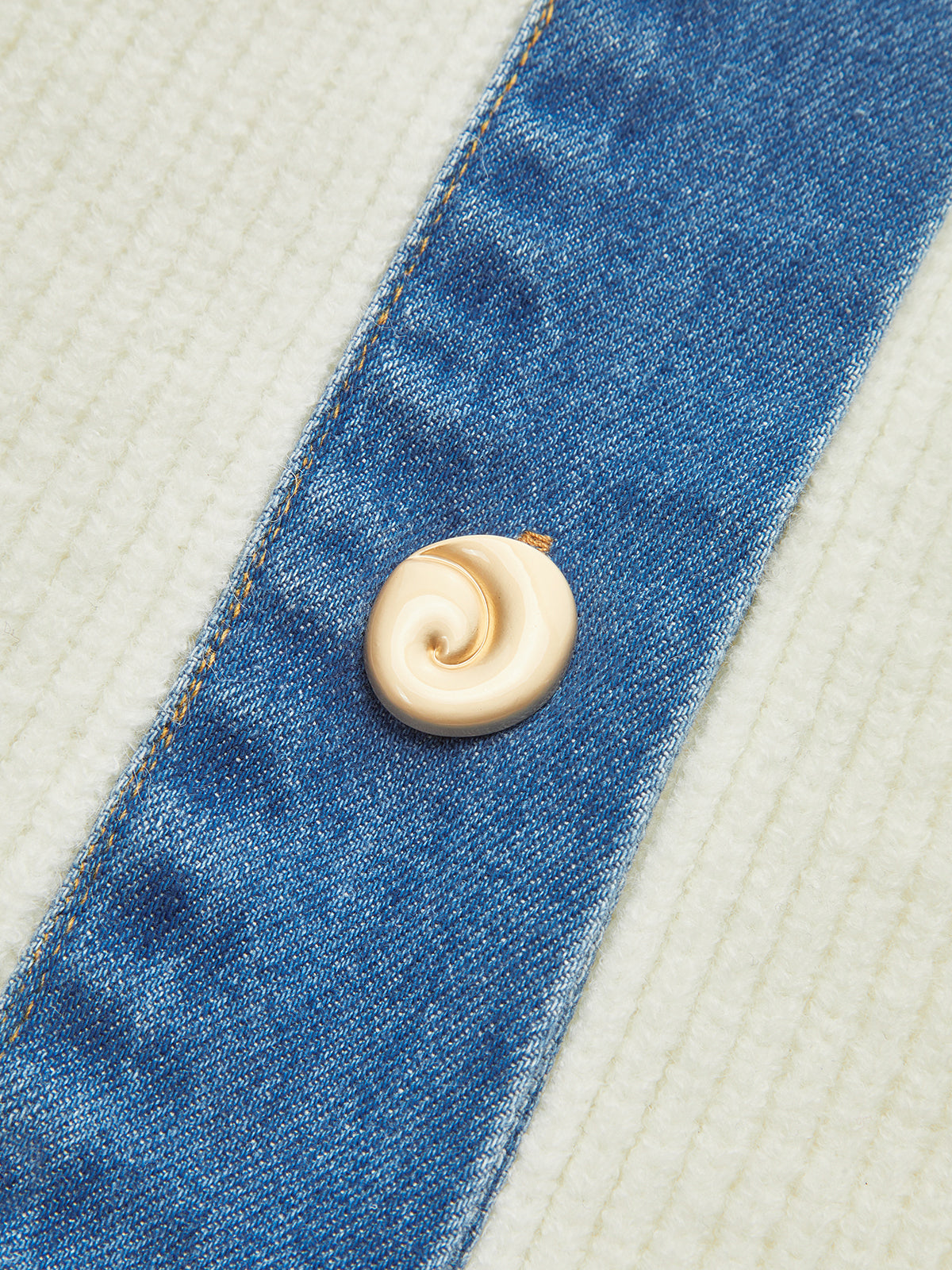 Denim Trim Button Knit Cardigan