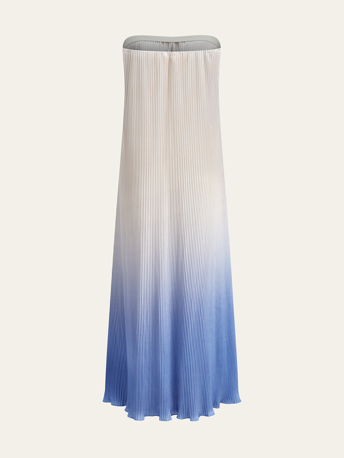 Floral Print Gradient Strapless Pleated Maxi Dress