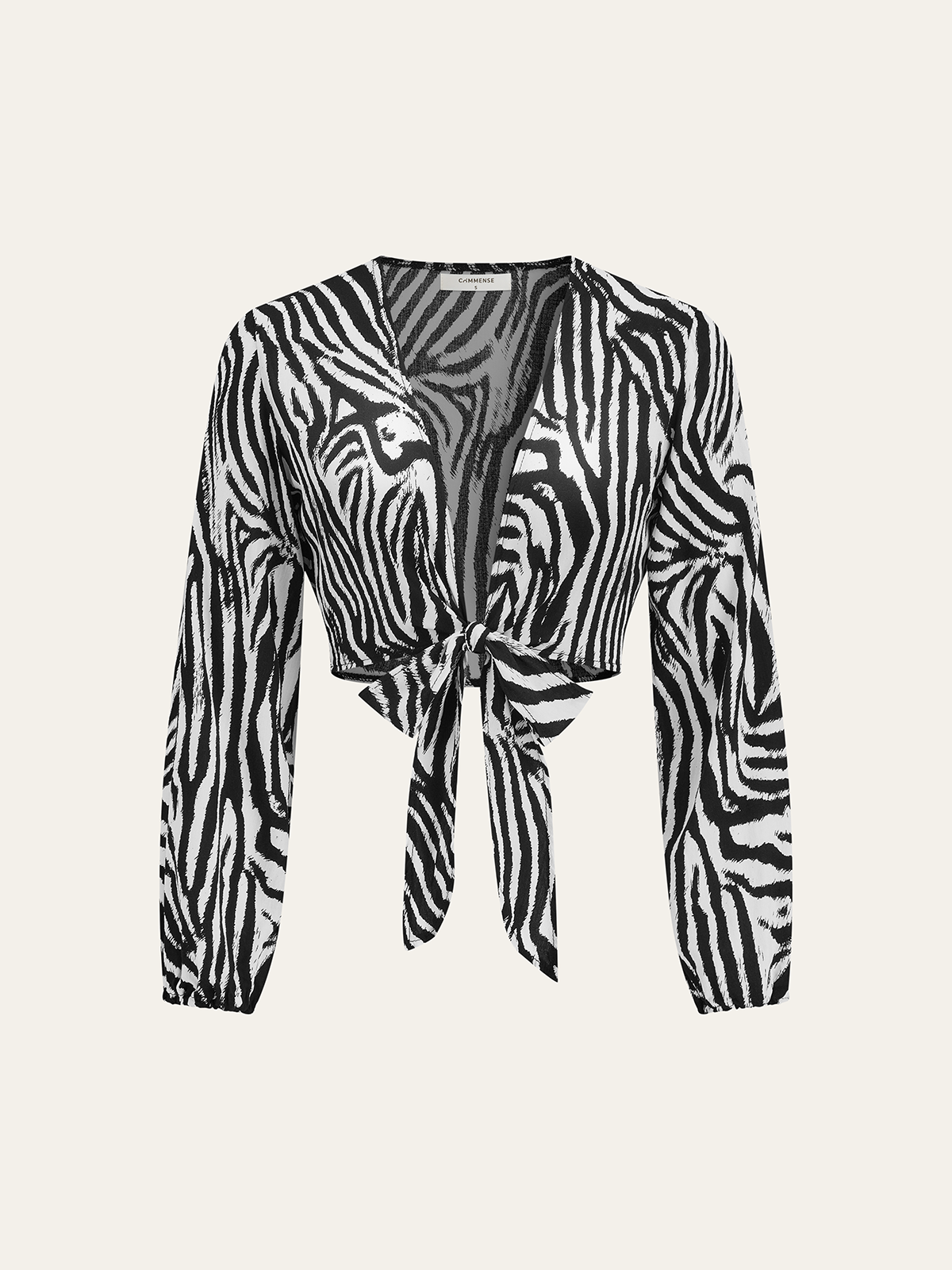 Zebra-Print-Oberteil mit Bindedetail vorne