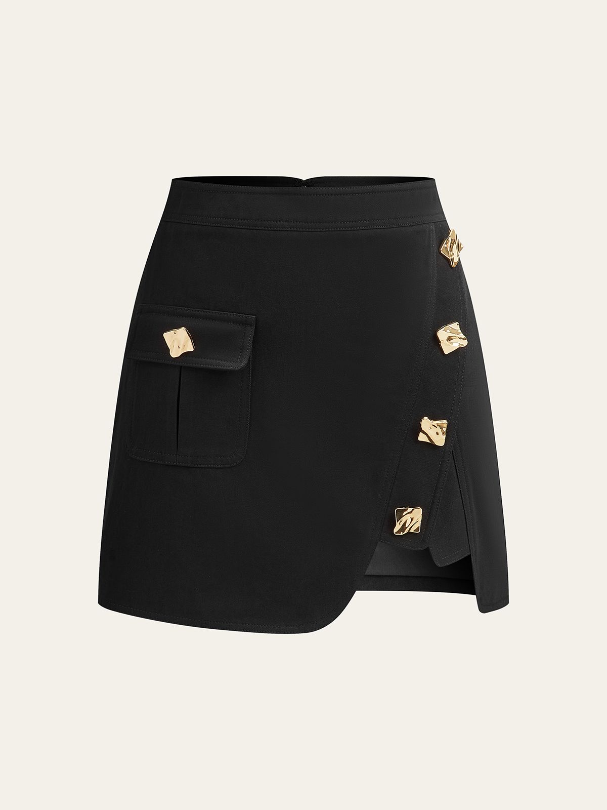 Minirock mit Metalldetail und asymmetrischem Saum