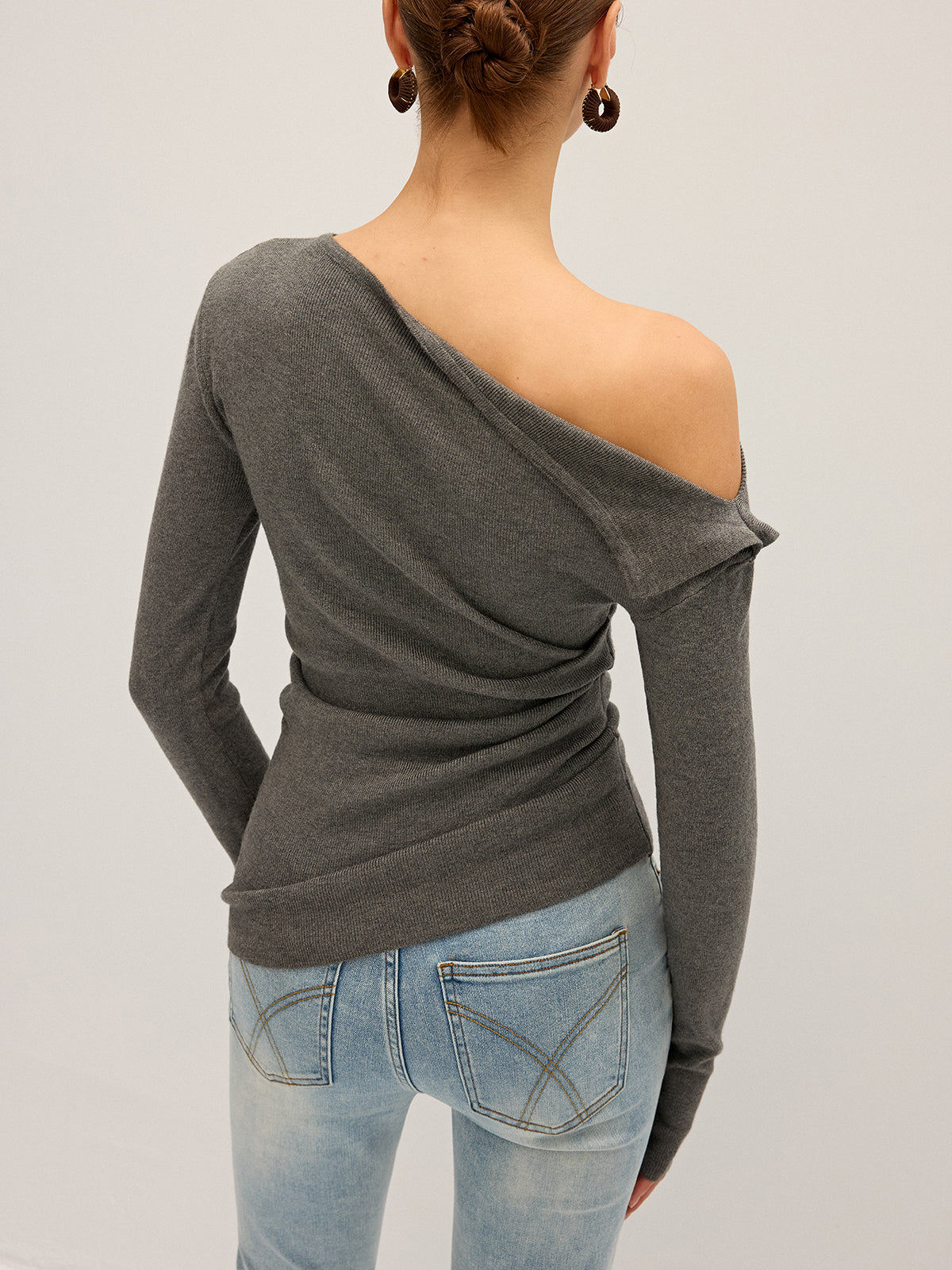 Geripptes One-Shoulder-Stricktop