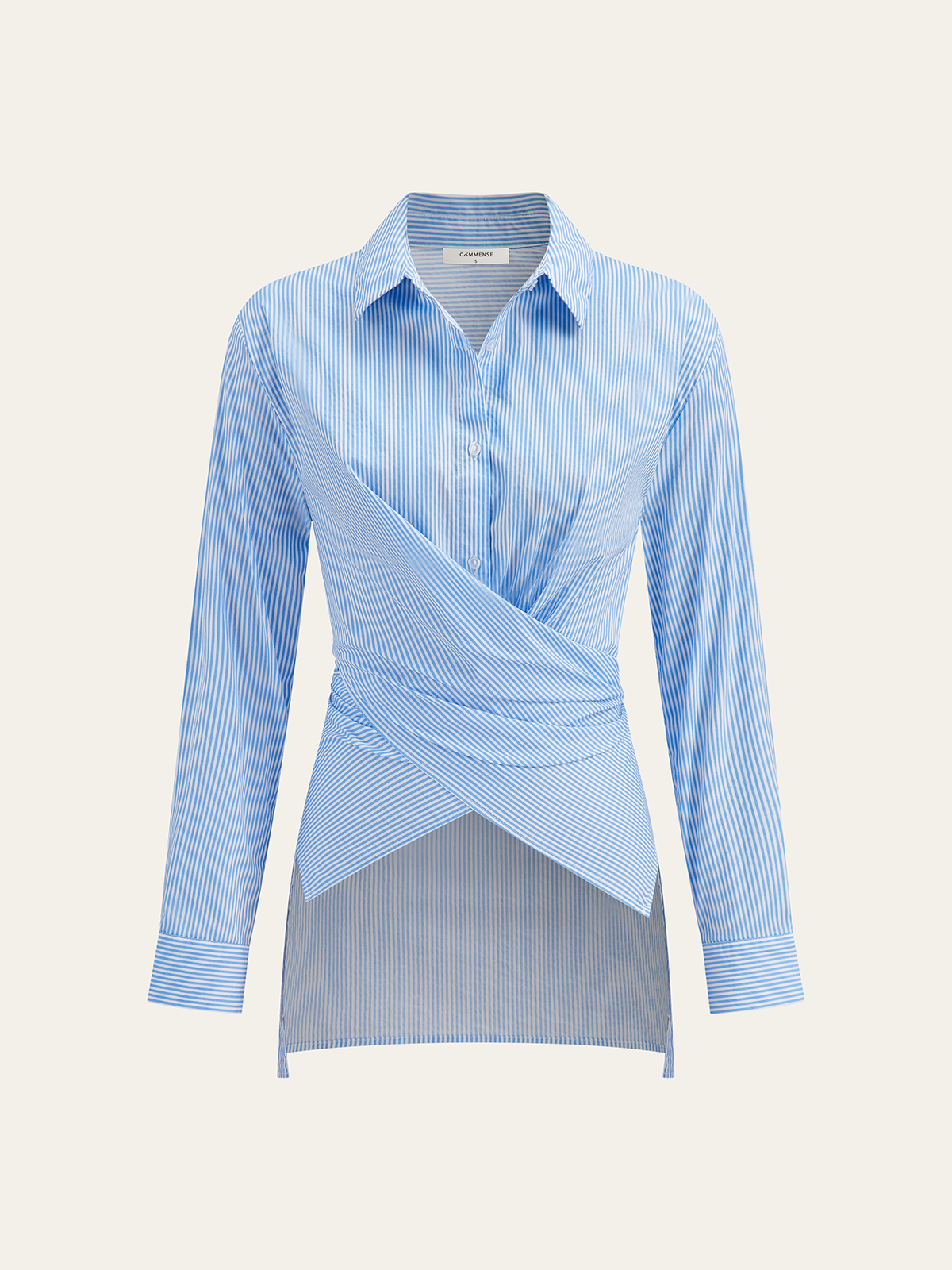 Chemise rayée cache-cœur à ourlet asymétrique