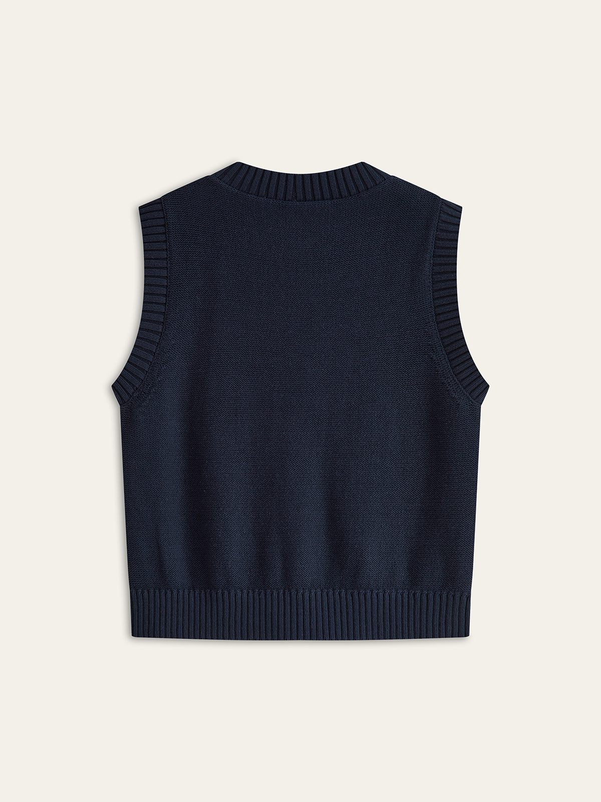 Cable-Knit Button V-Neck Vest