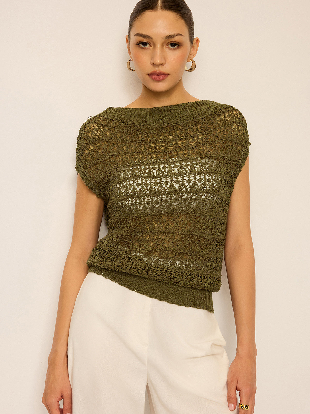 Crochet Knit Off-Shoulder Top