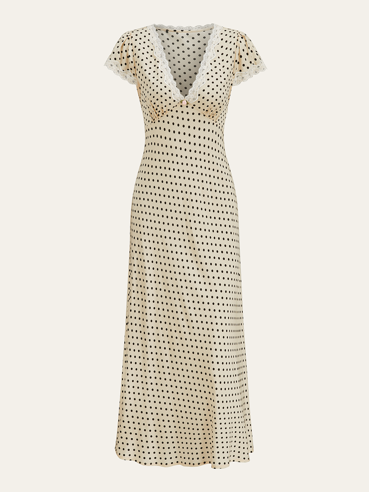 Polka Dot Lace-Trim Dress