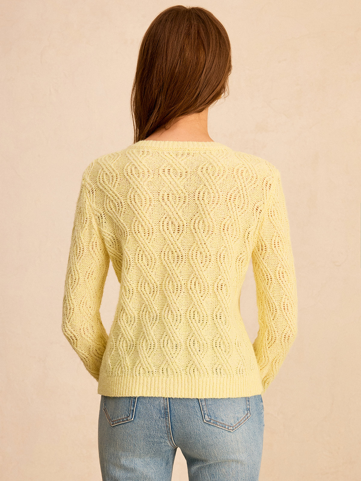 Zopfmuster-Strickjacke mit Knopfleiste