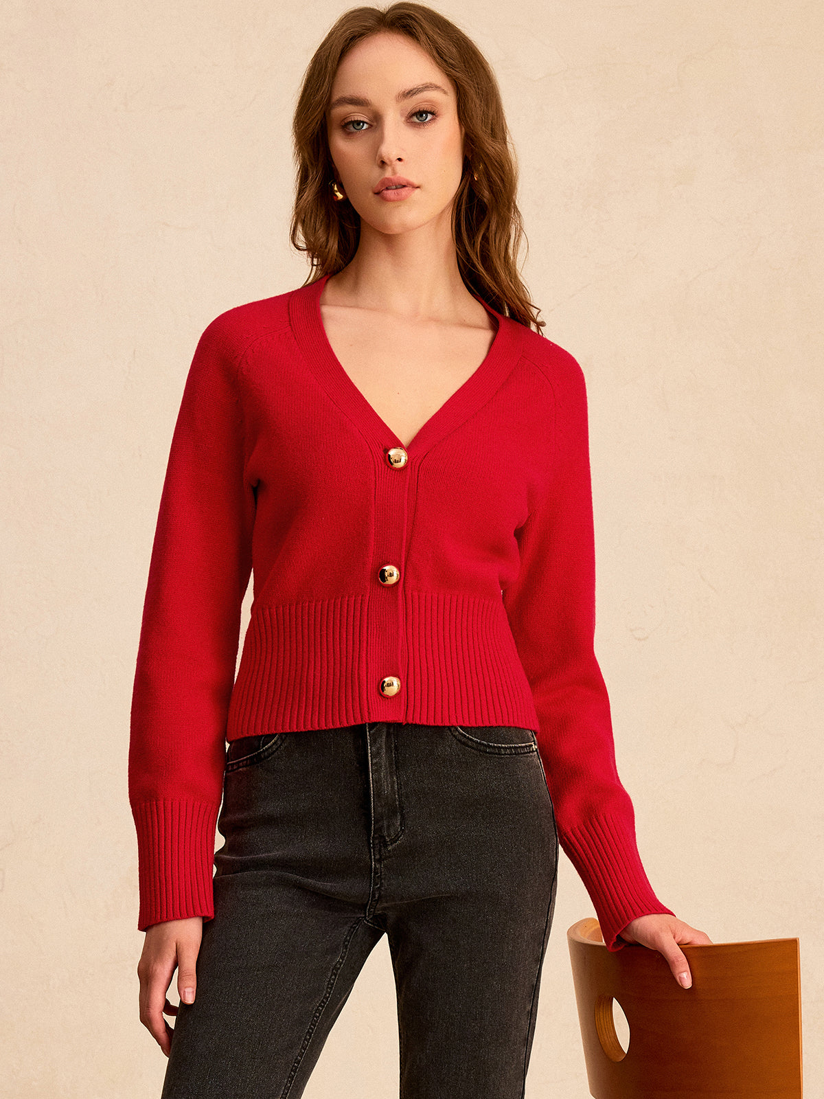 Cardigan en maille à col en V boutonné