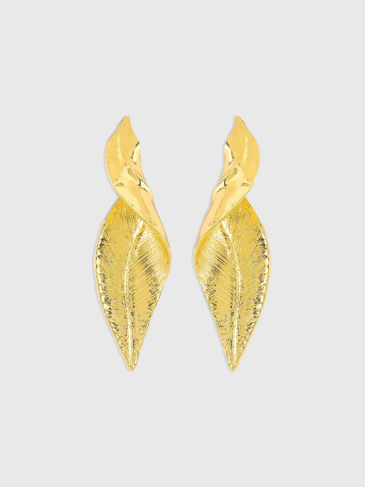Golden Leaf-Shaped Drop Earrings