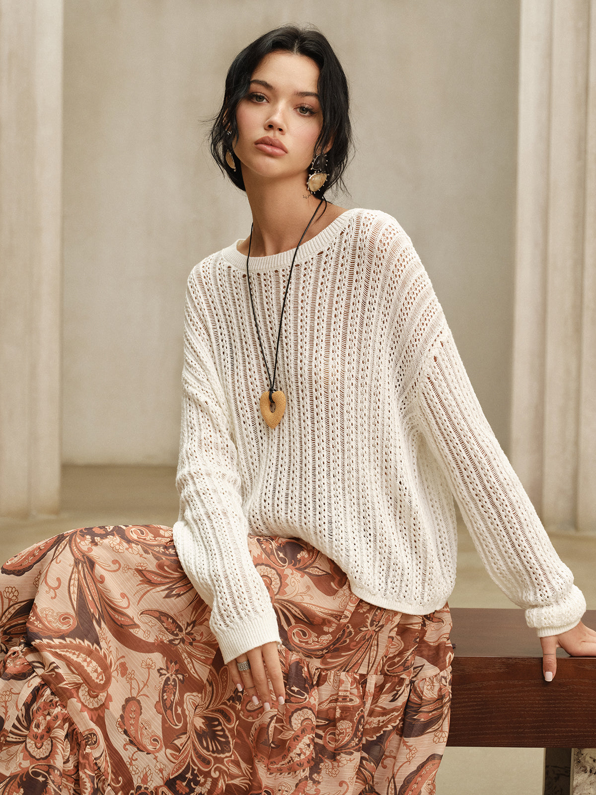 Oversized Rundhalspullover