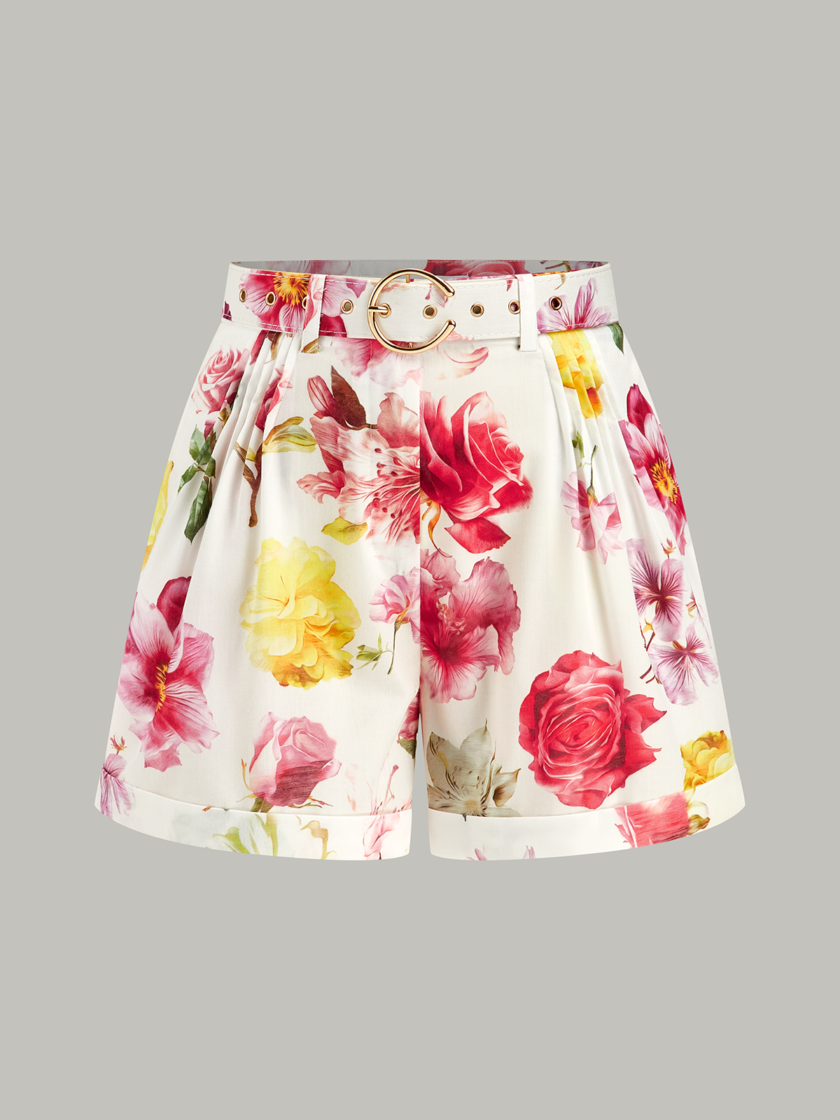 Shorts à imprimé floral avec ceinture