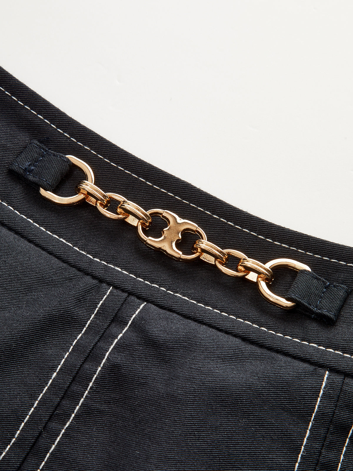 Metal Chain Detail Pleated Midi Skirt