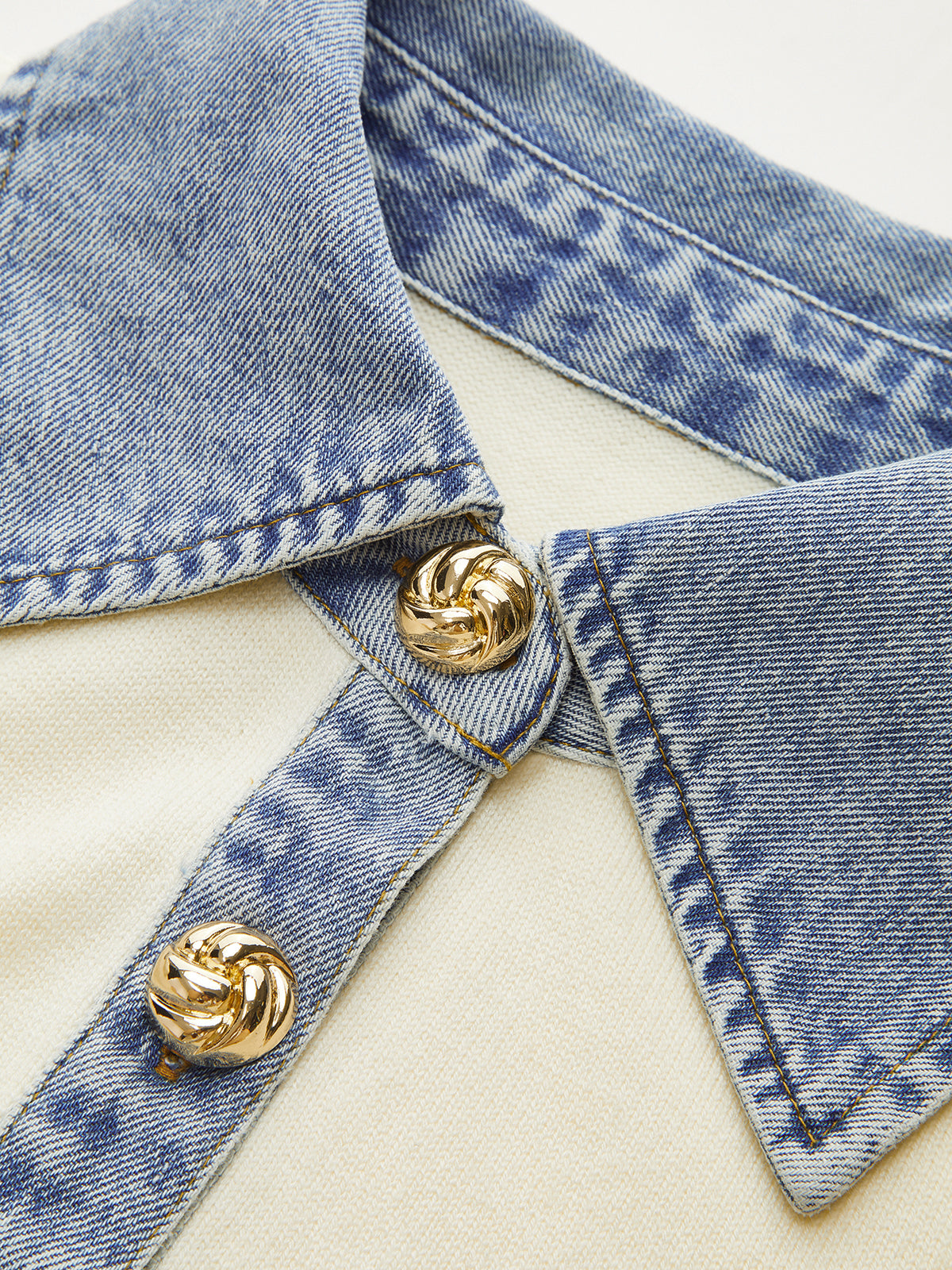 Denim Collar Wool Blend Knit Top