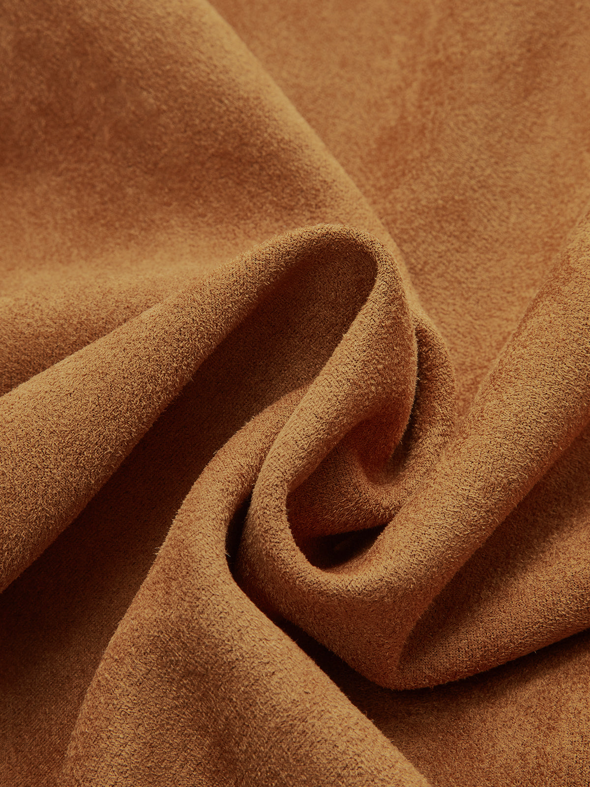 Asymmetrisches gerafftes Wildlederimitat-Minikleid mit langen Ärmeln