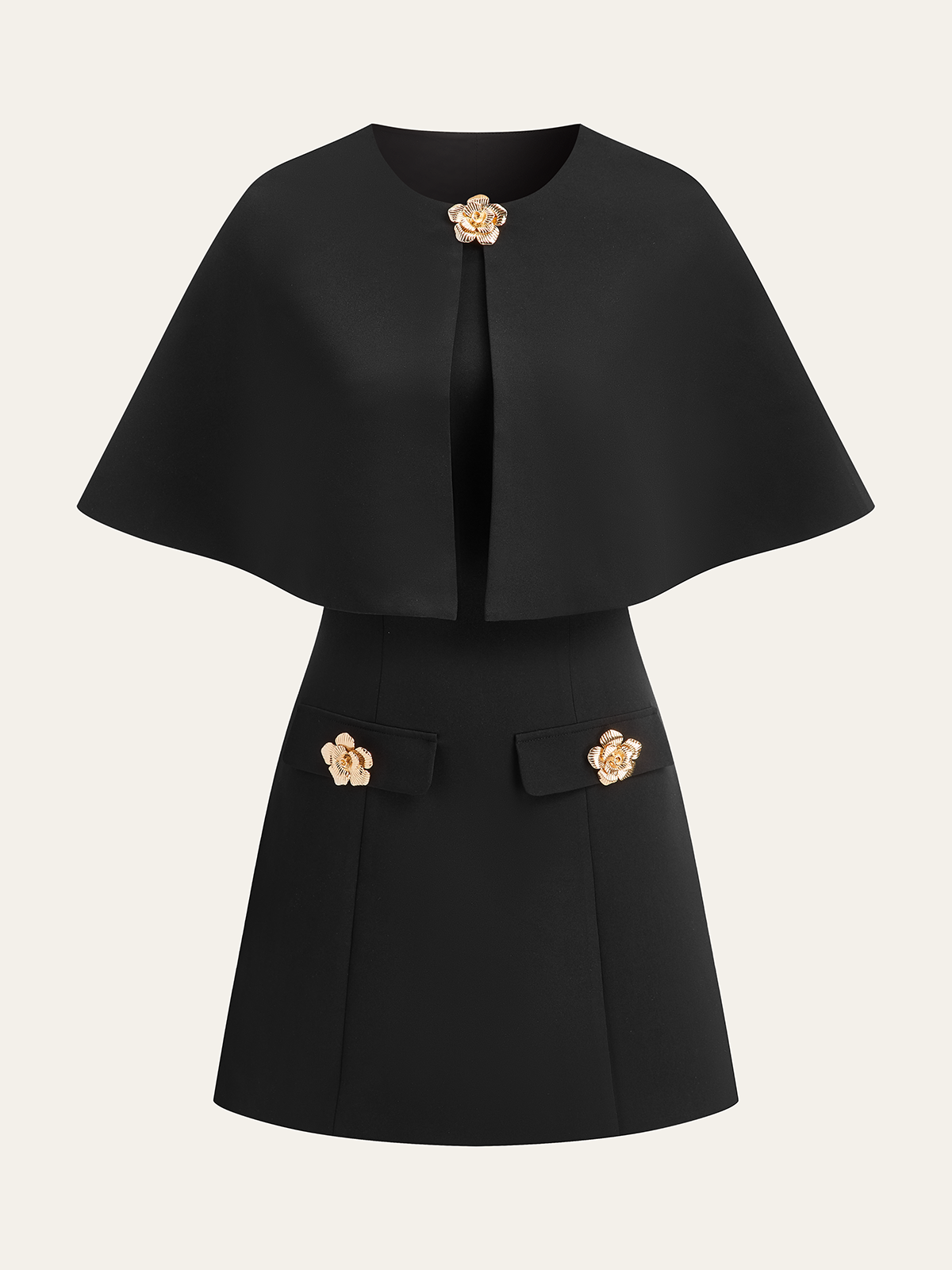 Abnehmbares Cape-Kleid-Set mit floralen Metalldetails