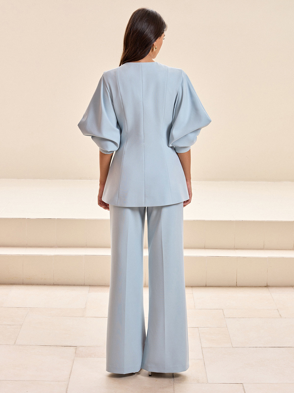 Pantalon large fendu taille mi-haute