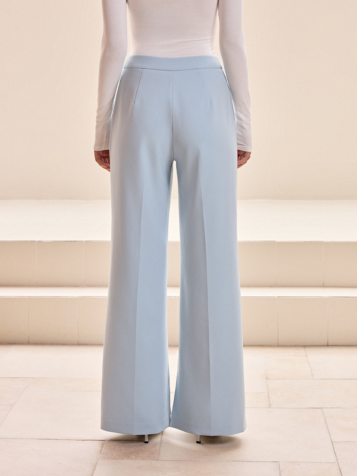 Pantalon large fendu taille mi-haute