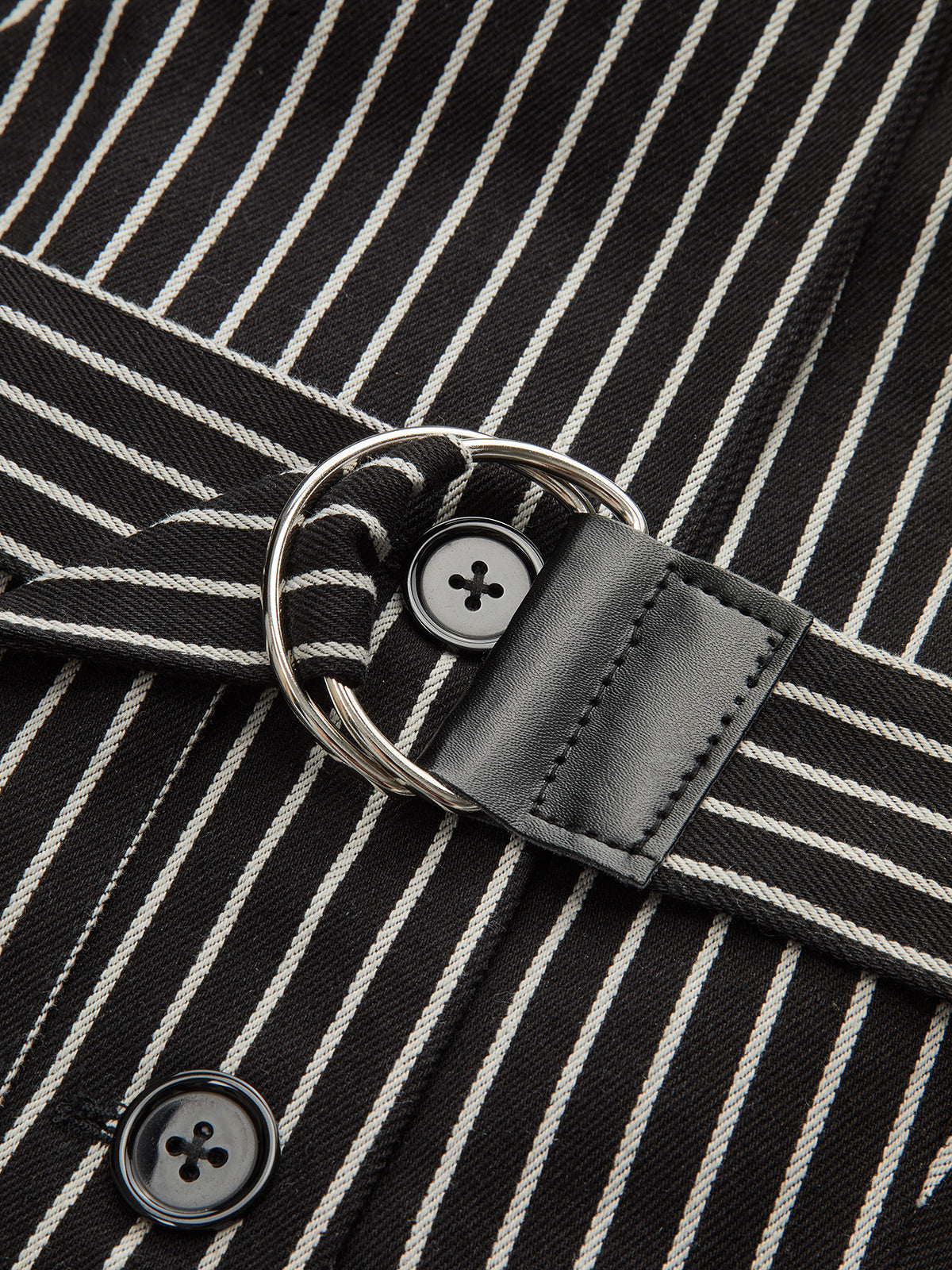 Cotton-Blend Striped Belted Longline Vest