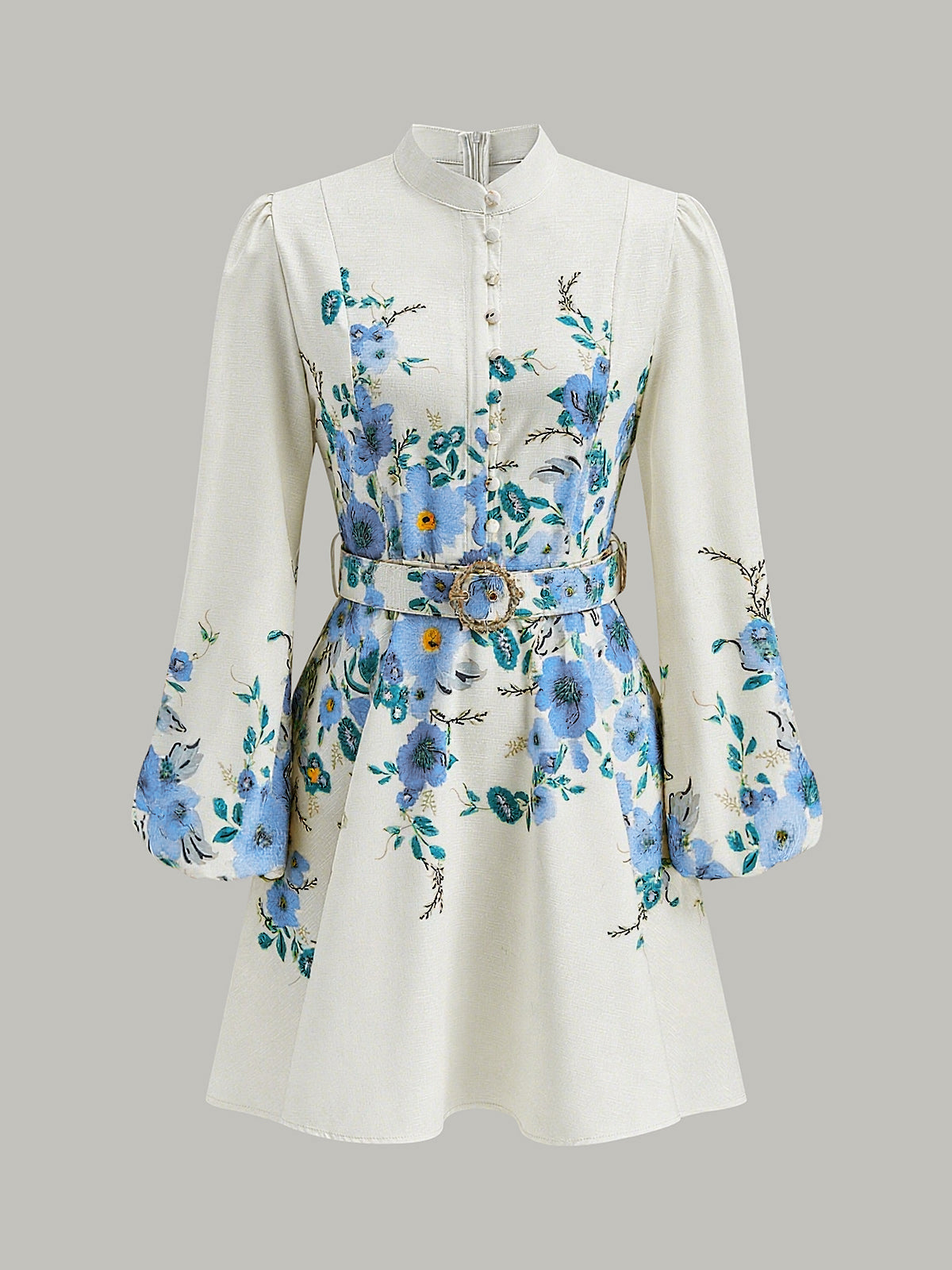 Robe à imprimé floral avec boutons et ceinture