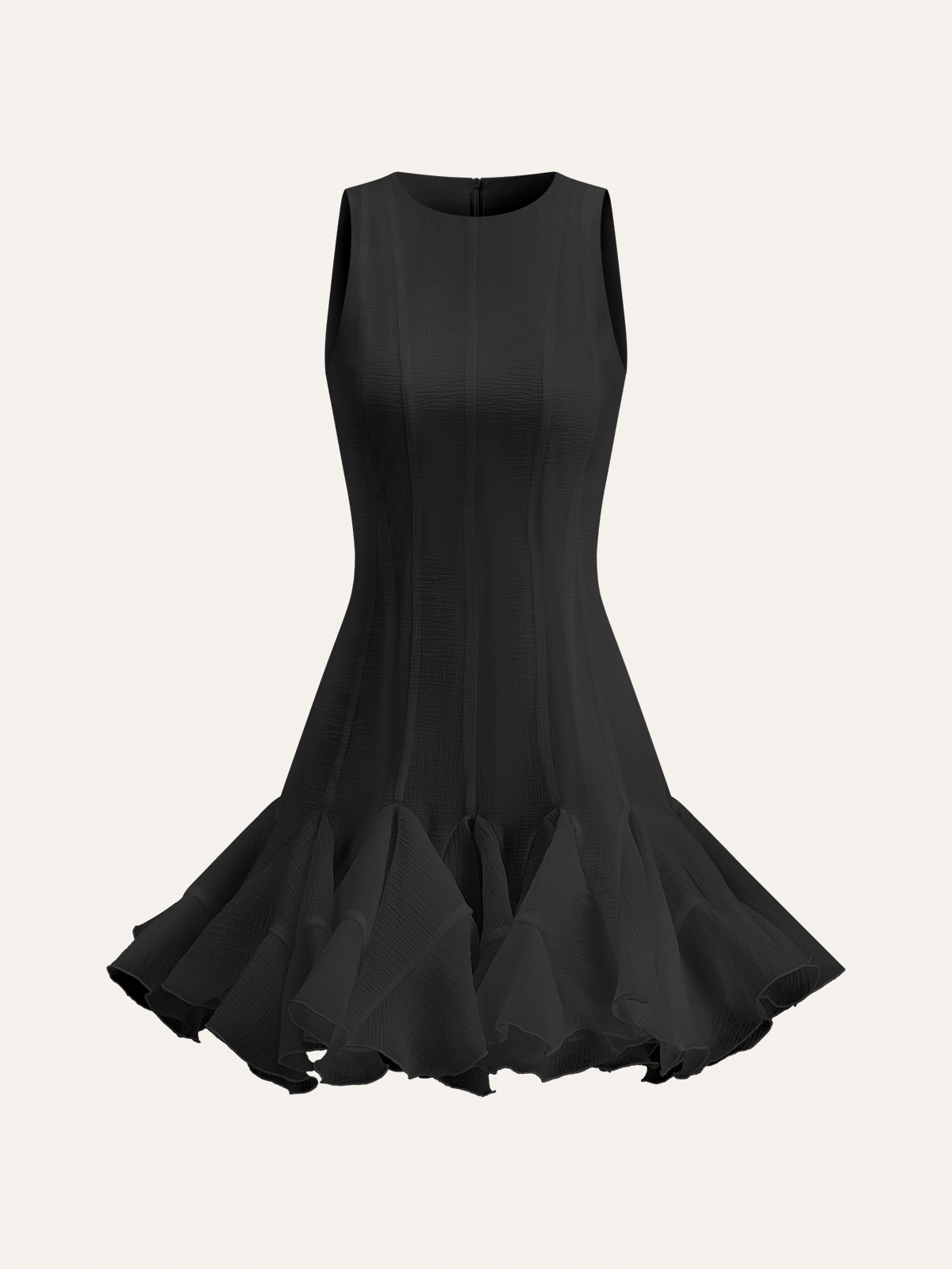 Robe courte semi-transparente à ourlet volanté