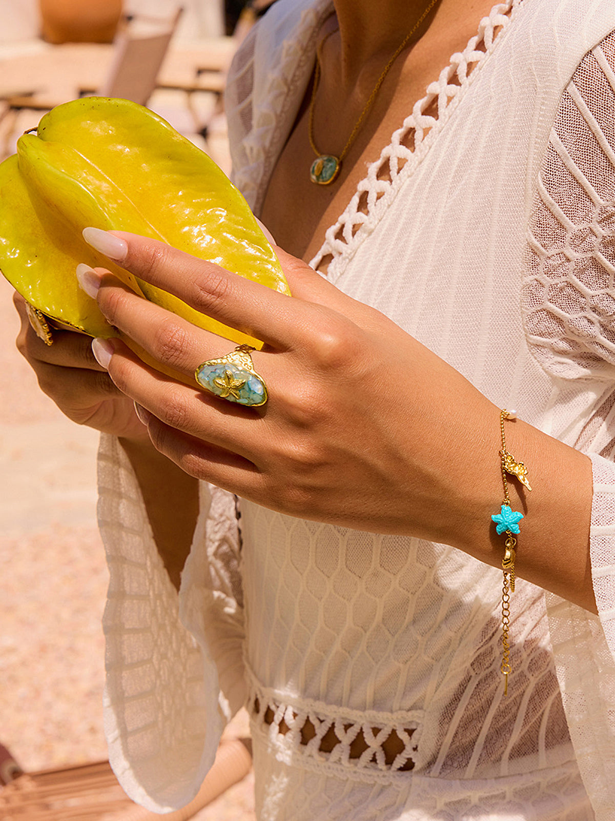 Bague étoile de mer dorée