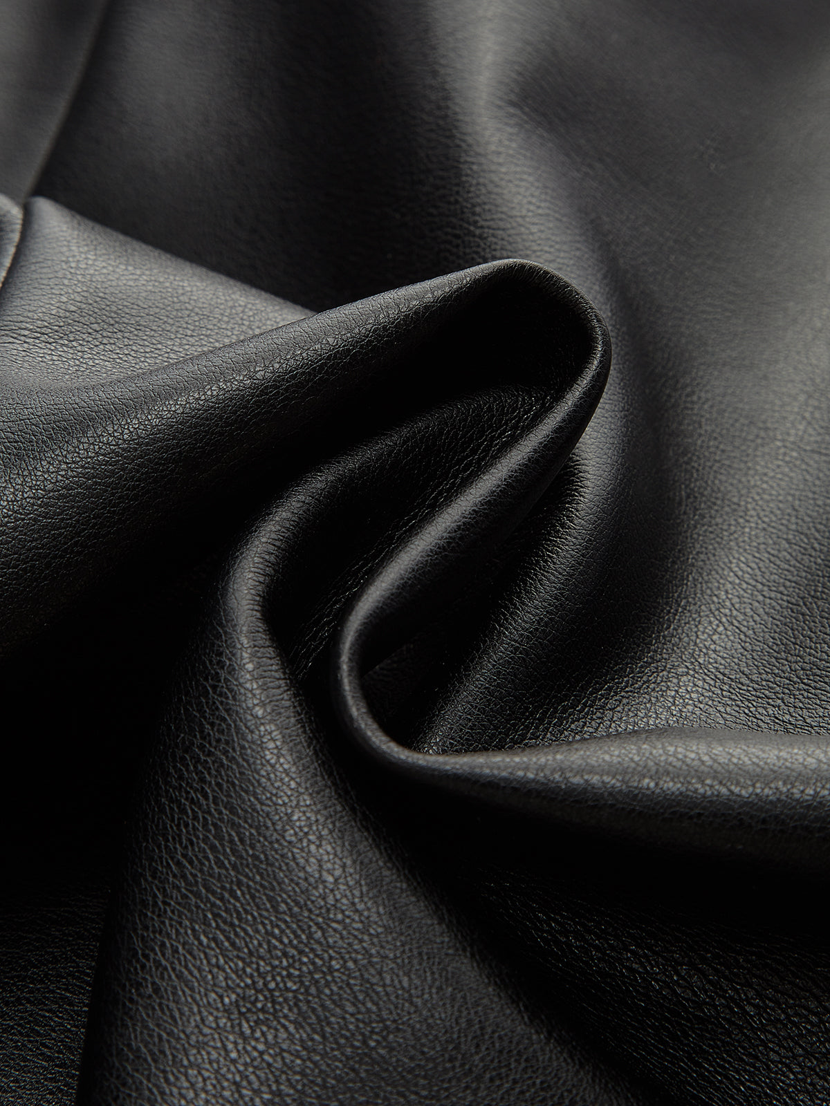 Asymmetric PU Leather Panel Blouse