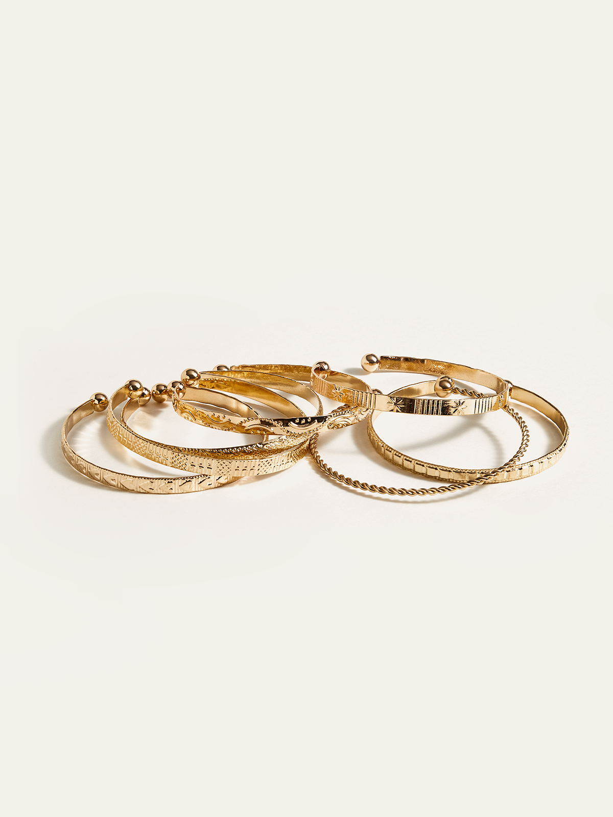 Ensemble de 7 Bracelets Gravés Dorés