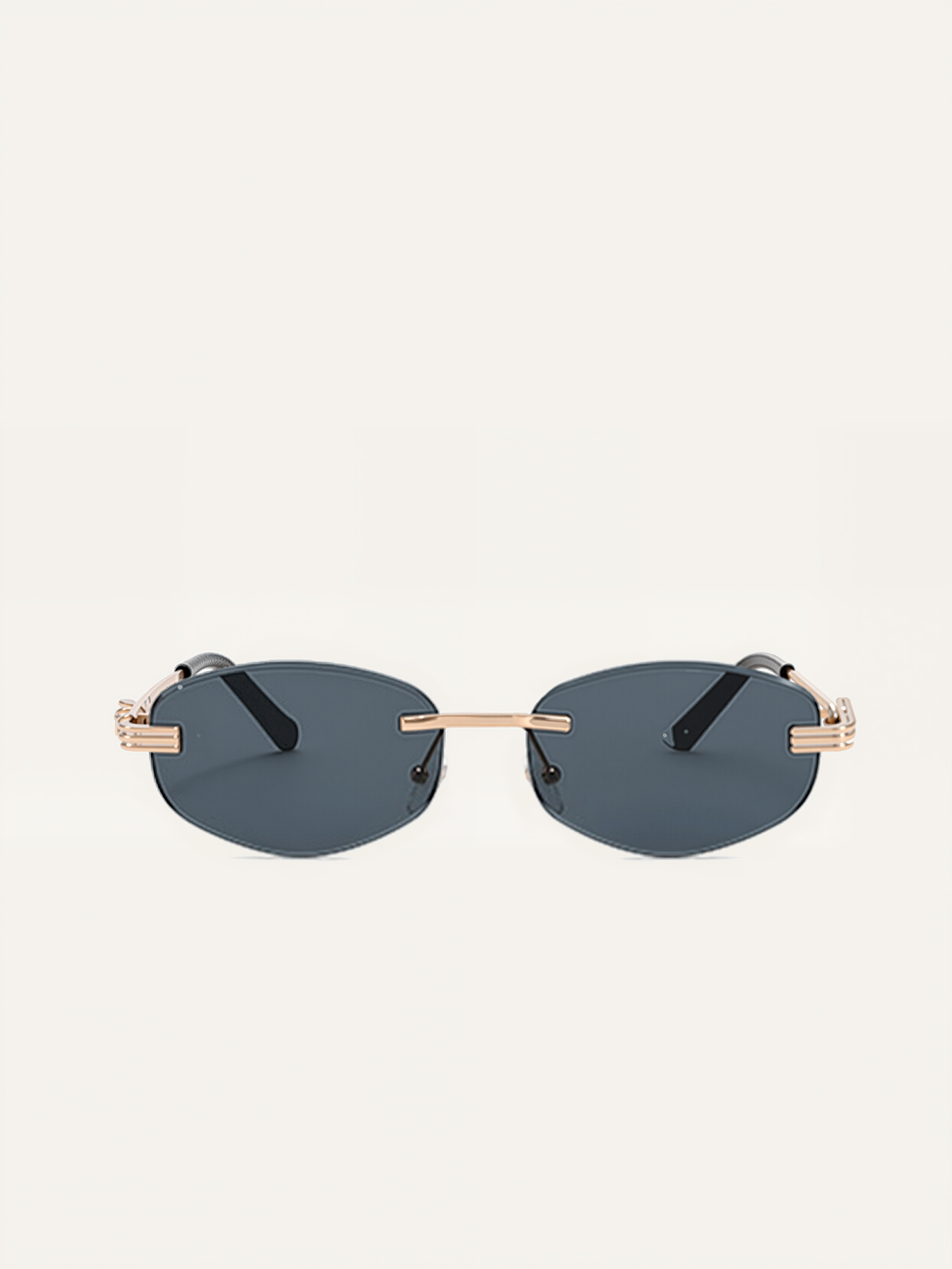 Lunettes de soleil ovales sans monture dorées