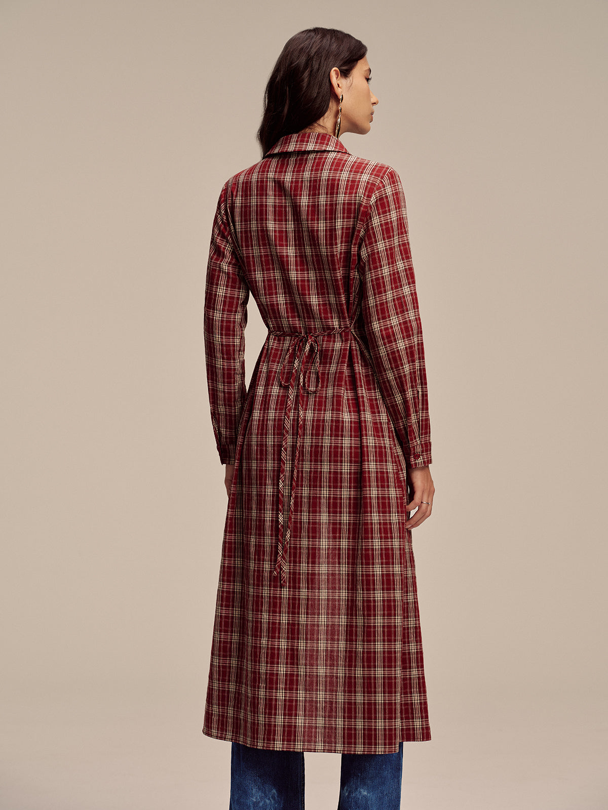 Robe chemise boutonnée à carreaux