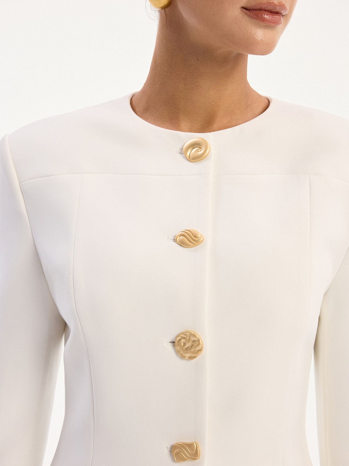 Metal Button Long Sleeve Blazer