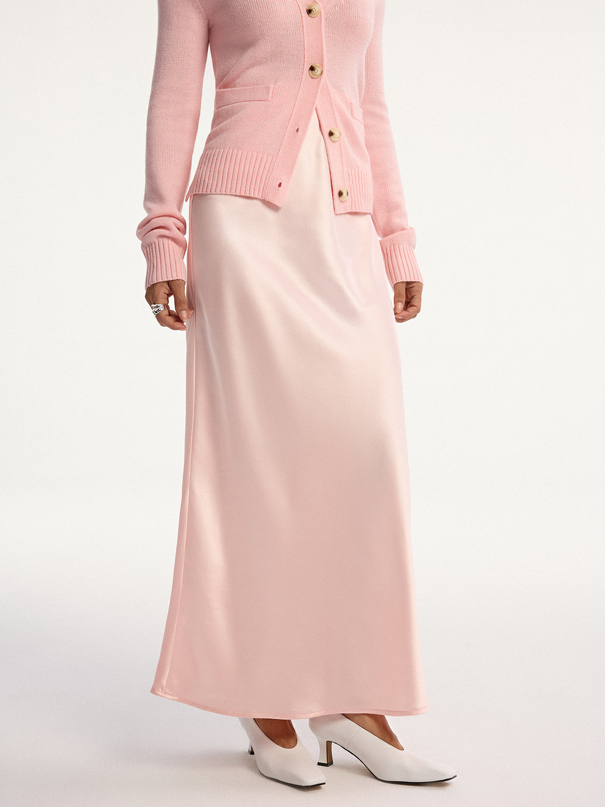 High-Waist Satin Maxi Skirt