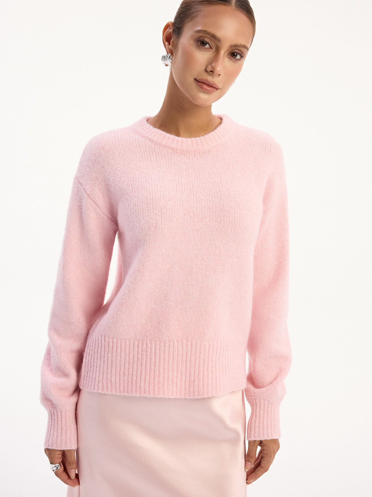 Wool Blend Crew Neck Sweater