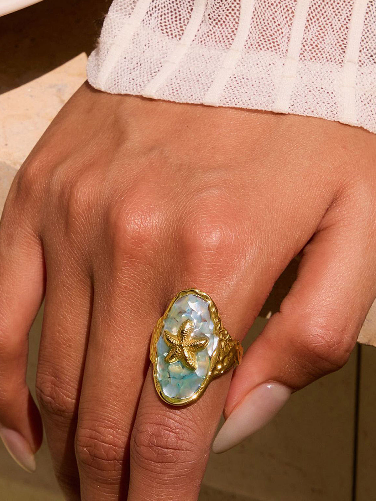 Bague étoile de mer dorée