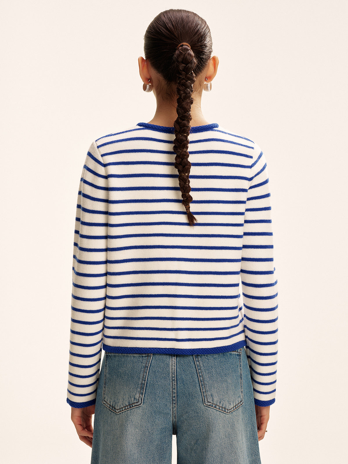 Striped Contrast Trim Knit Cardigan