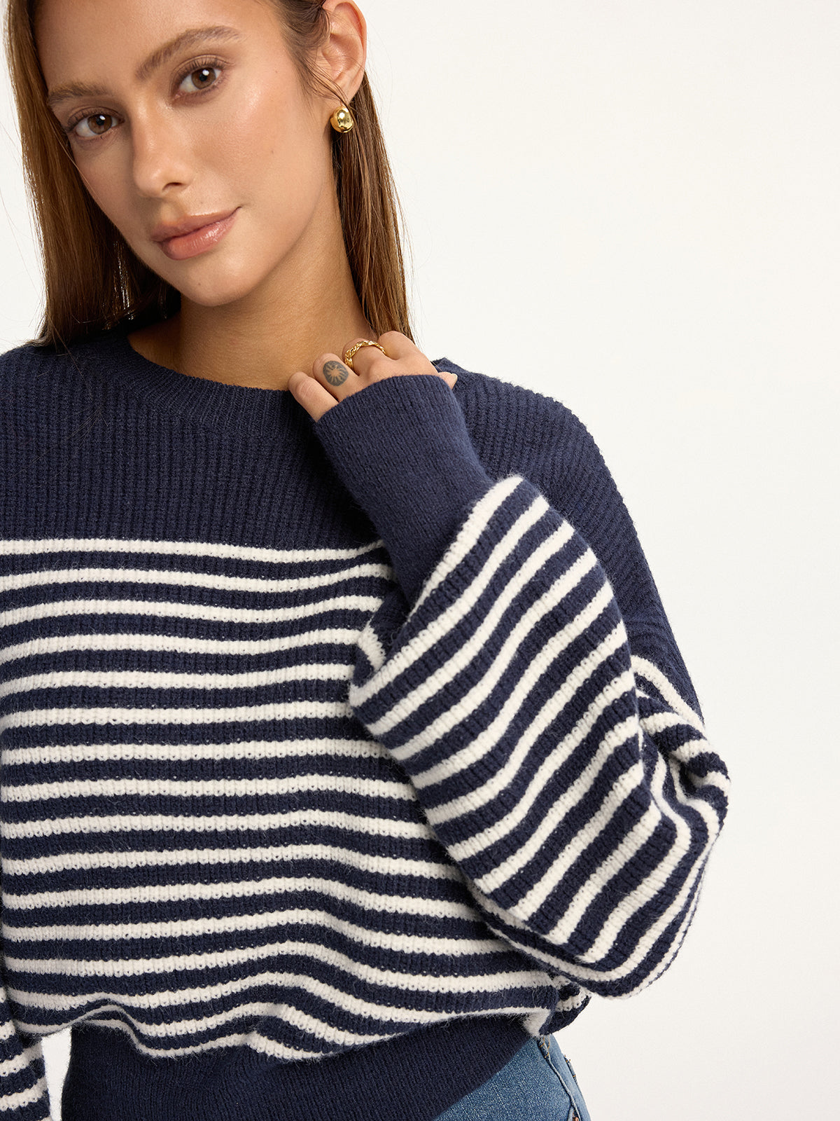 Pull côtelé rayé