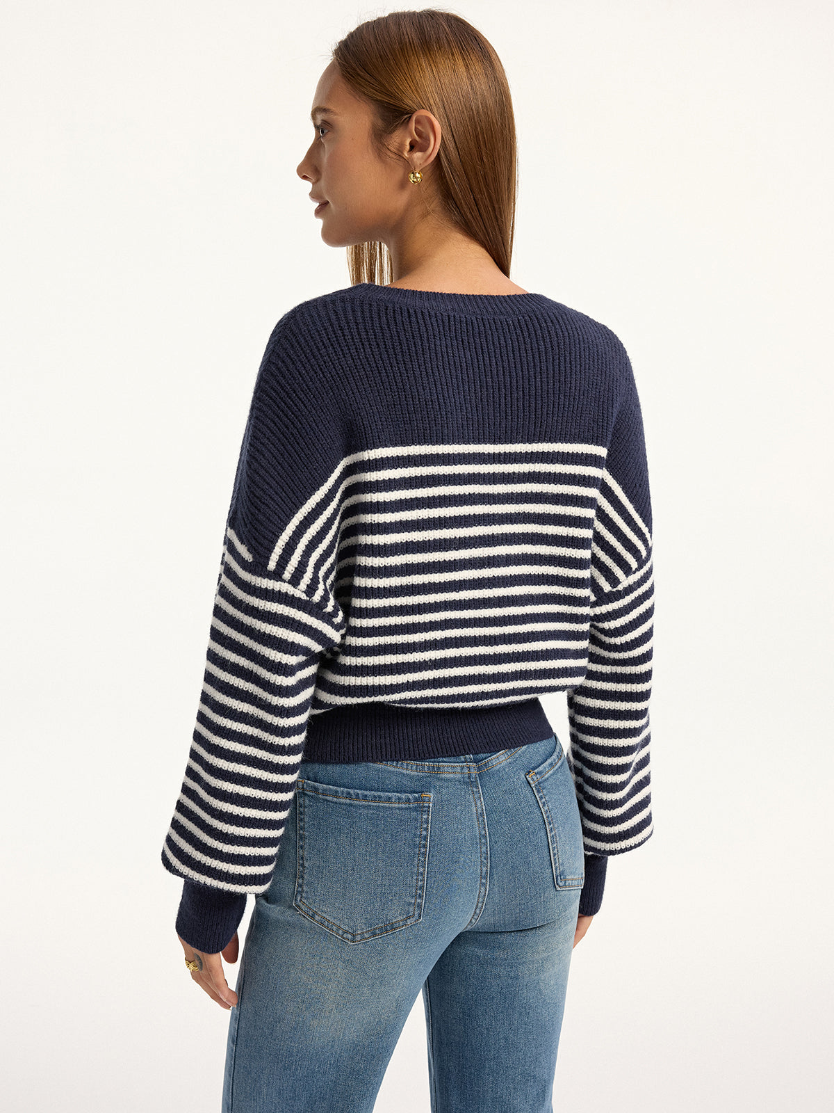 Pull côtelé rayé