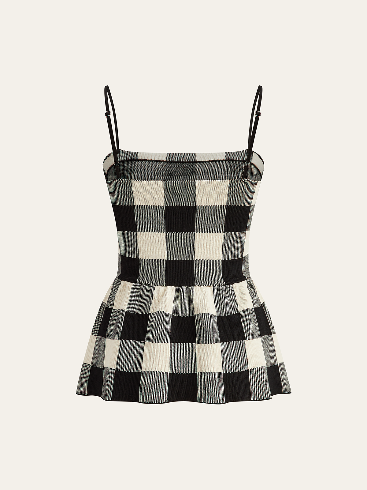 Checkered Cami Peplum Top and Skirt Set