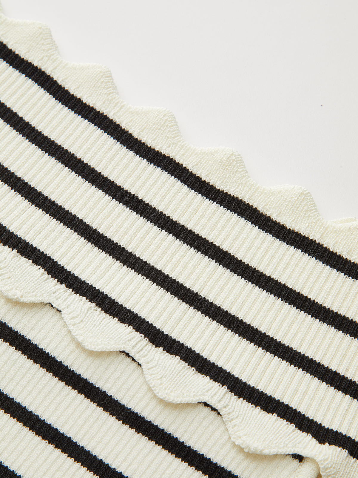 Striped Off-Shoulder Metal Button Knit Top