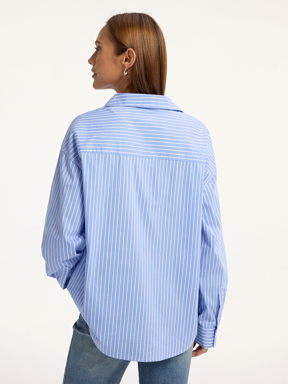 Chemise boutonnée à rayures en mélange de coton