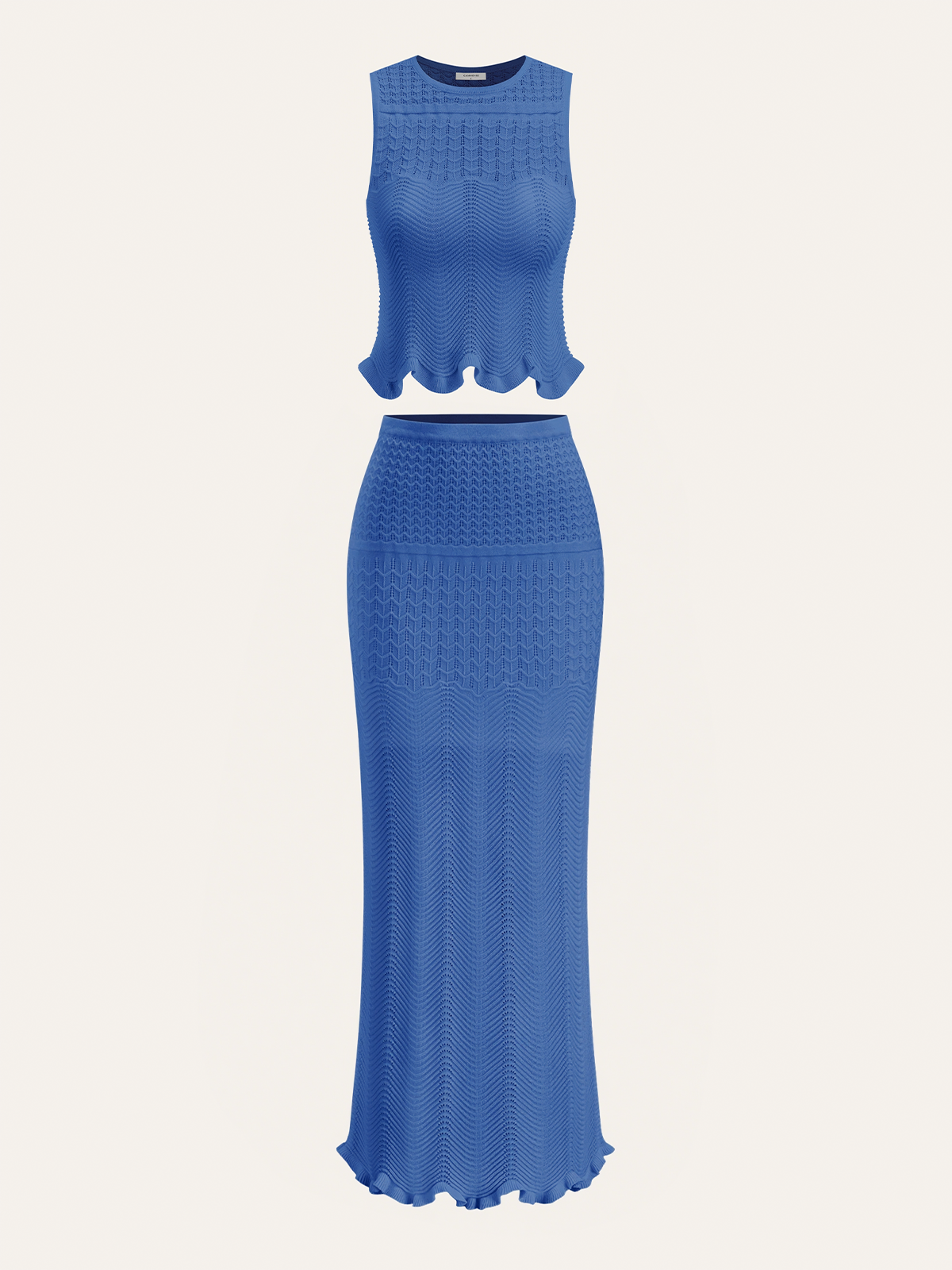 Jupe longue en maille motif vagues