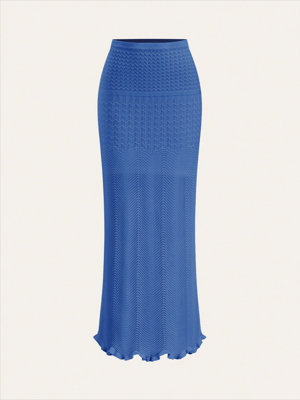 Wave Pattern Knit Maxi Skirt