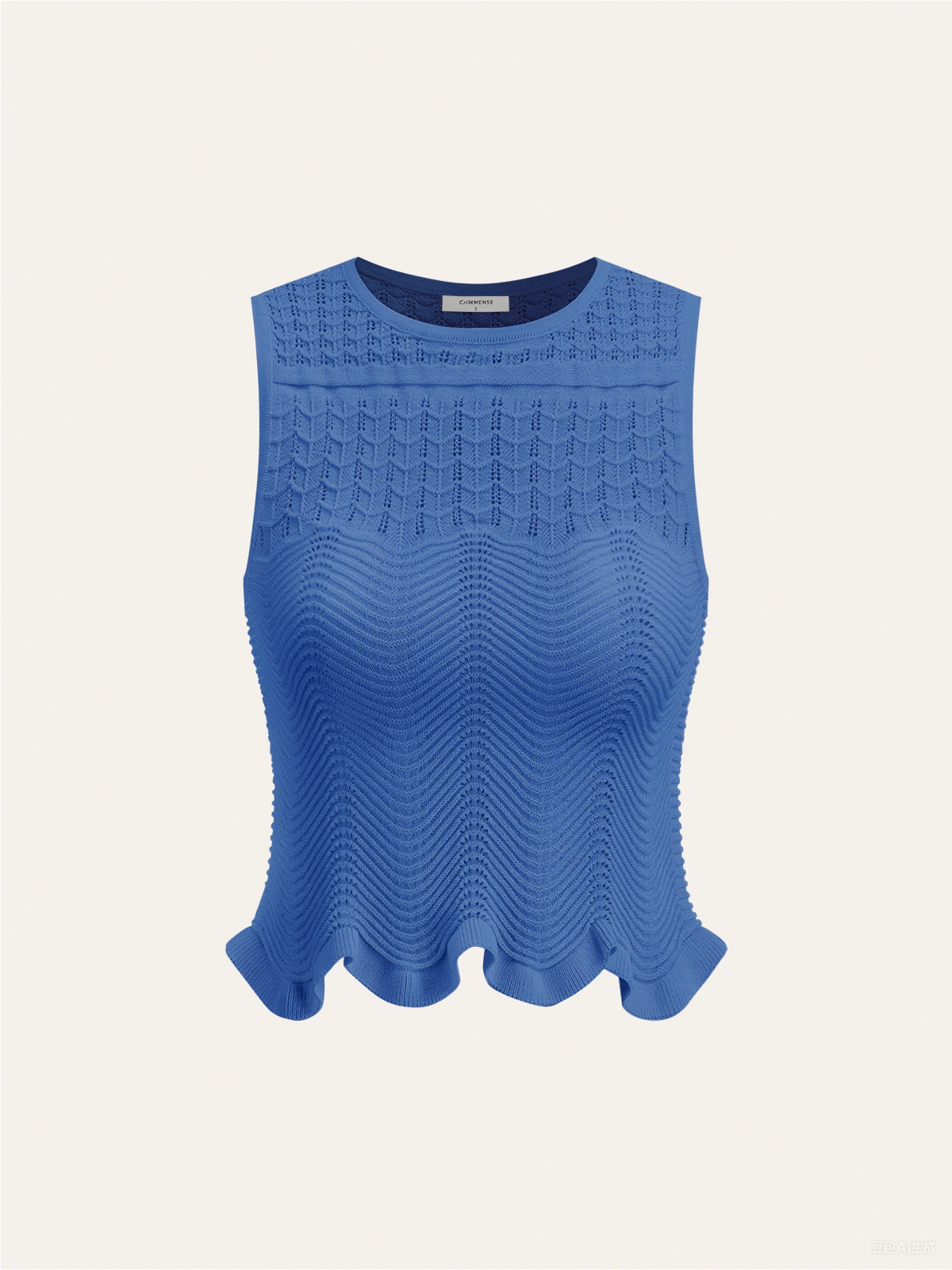 Ärmelloses Stricktop mit Wellenmuster