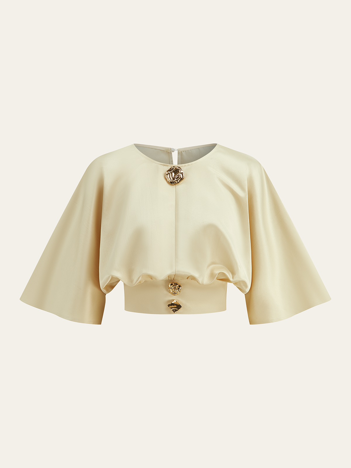 Metal Detail Satin Crop Top