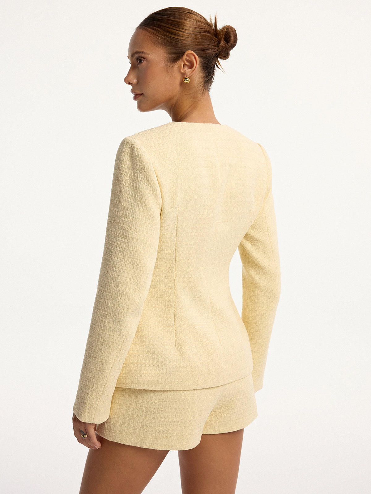 Tweed-Top und Shorts-Set mit Metallknöpfen