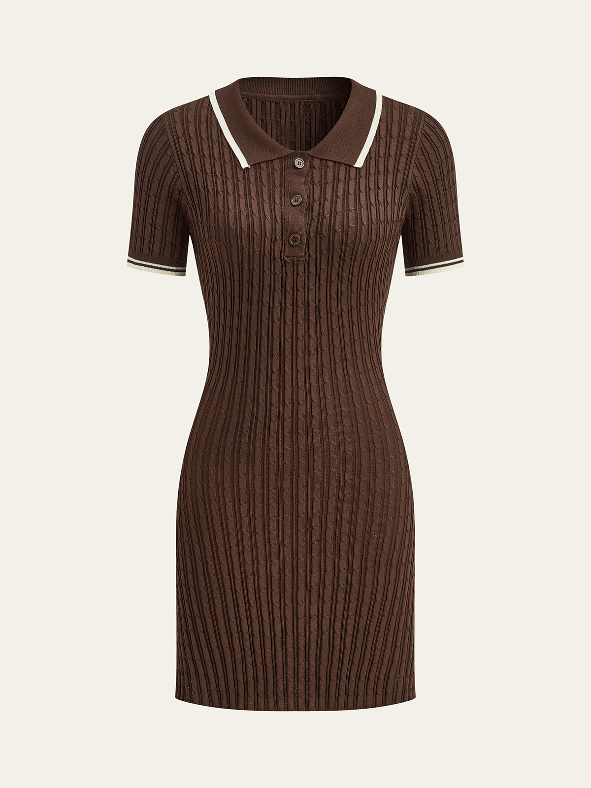 Kurzärmeliges Polo-Kleid mit Zopfmuster