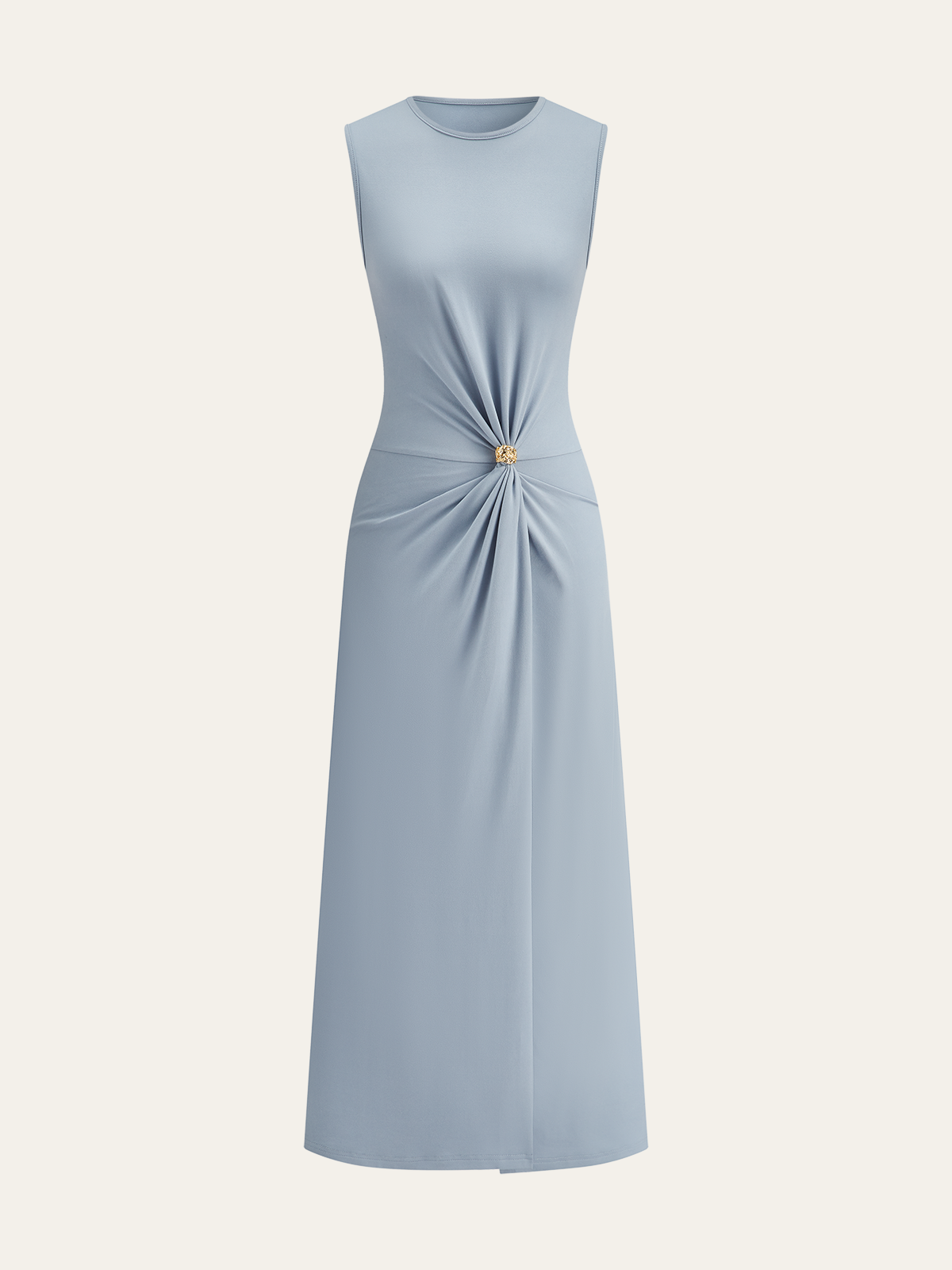 Waist-Twist Metal Buckle Maxi Dress