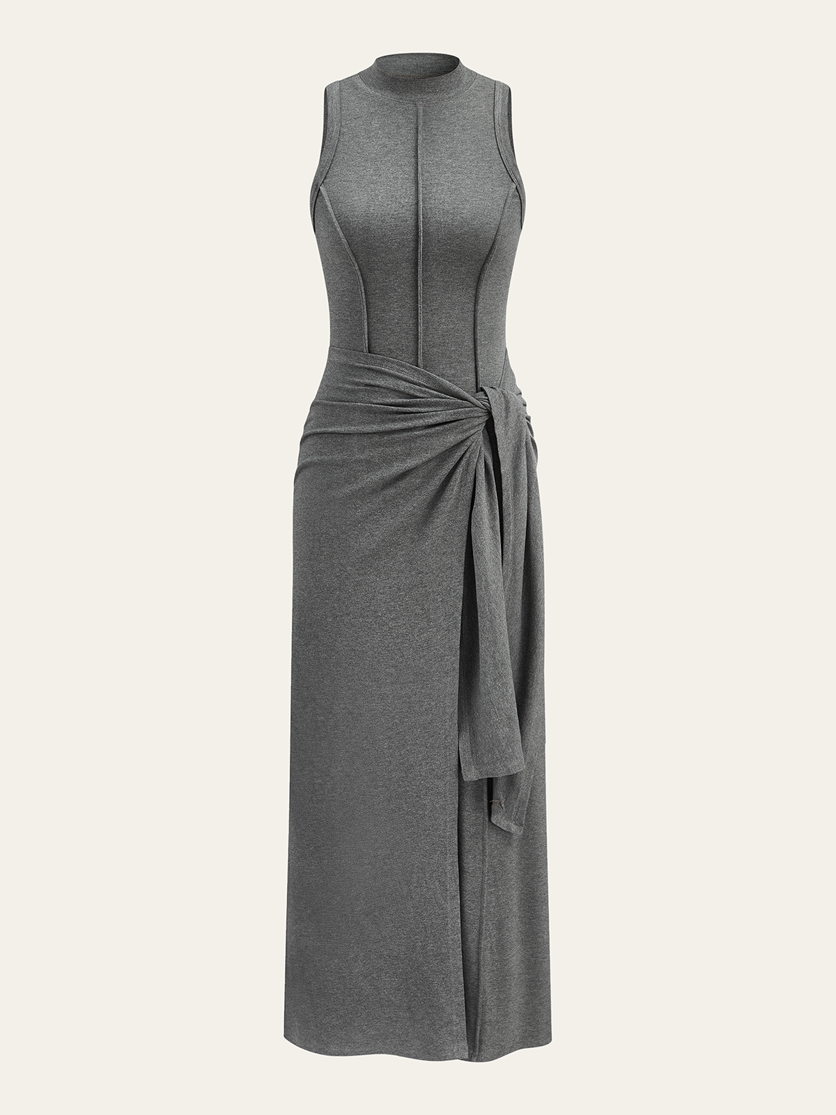 Ärmelloses Midikleid mit Stehkragen