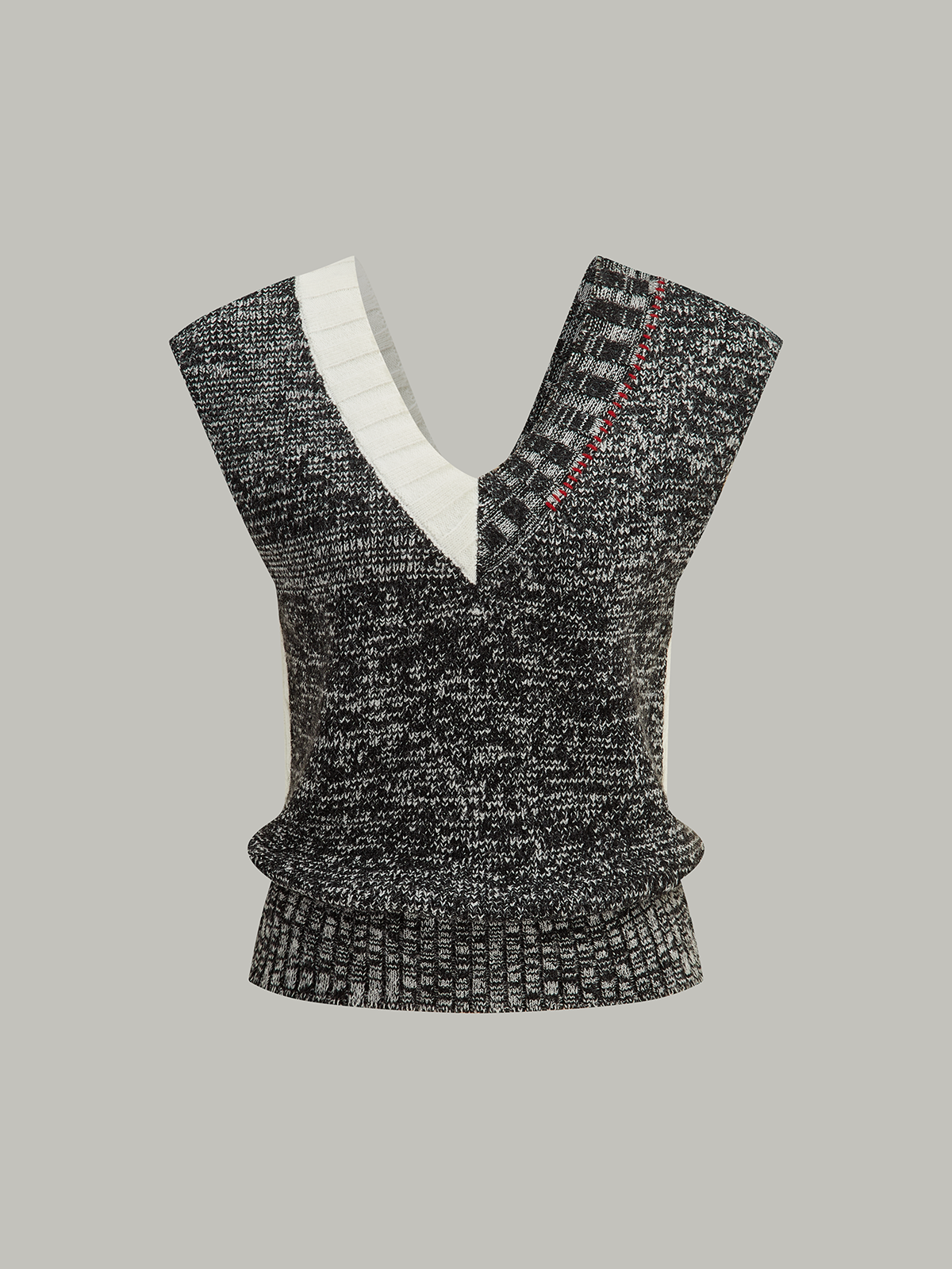 Two-Tone Reversible V-Neck Knit Vest
